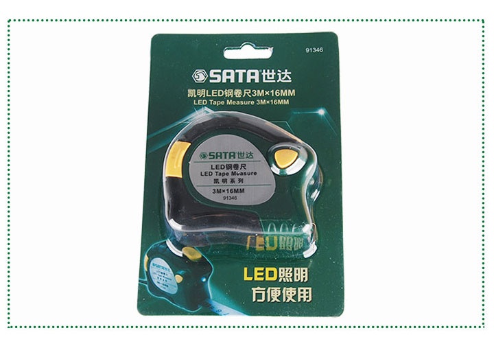 3.5m Thước cuốn thép có đèn led Sata 91-346 (91346)