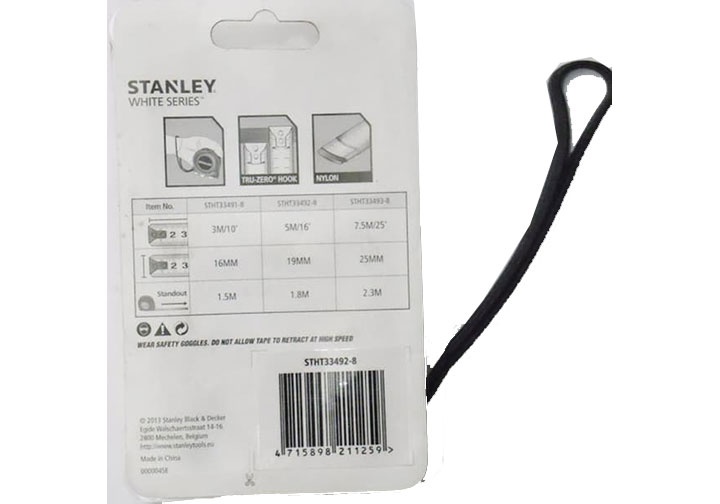 5m Thước cuốn thép 2 mặt màu trắng Stanley STHT33492-8