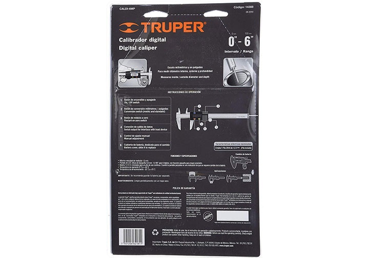 6" (150mm) Thước cặp điện tử Truper 14388 (CALDI-6MP)