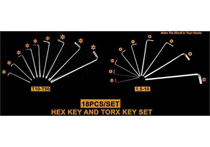 Bộ lục giác đầu bằng và bông 18 chi tiết Ingco HHKSET0181