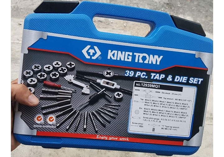 Bộ taro và bàn ren hệ mét 39 chi tiết Kingtony 12939MQ1