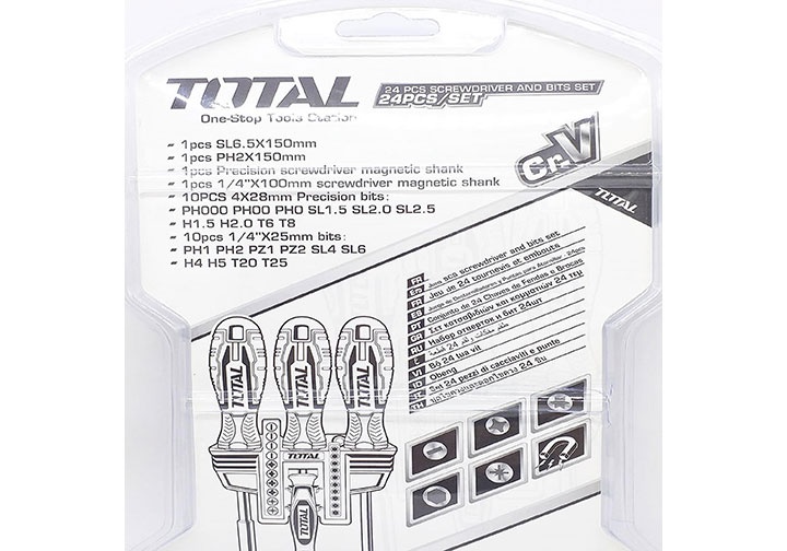 Bộ tuốc nơ vít 24 chi tiết Total TACSD302462