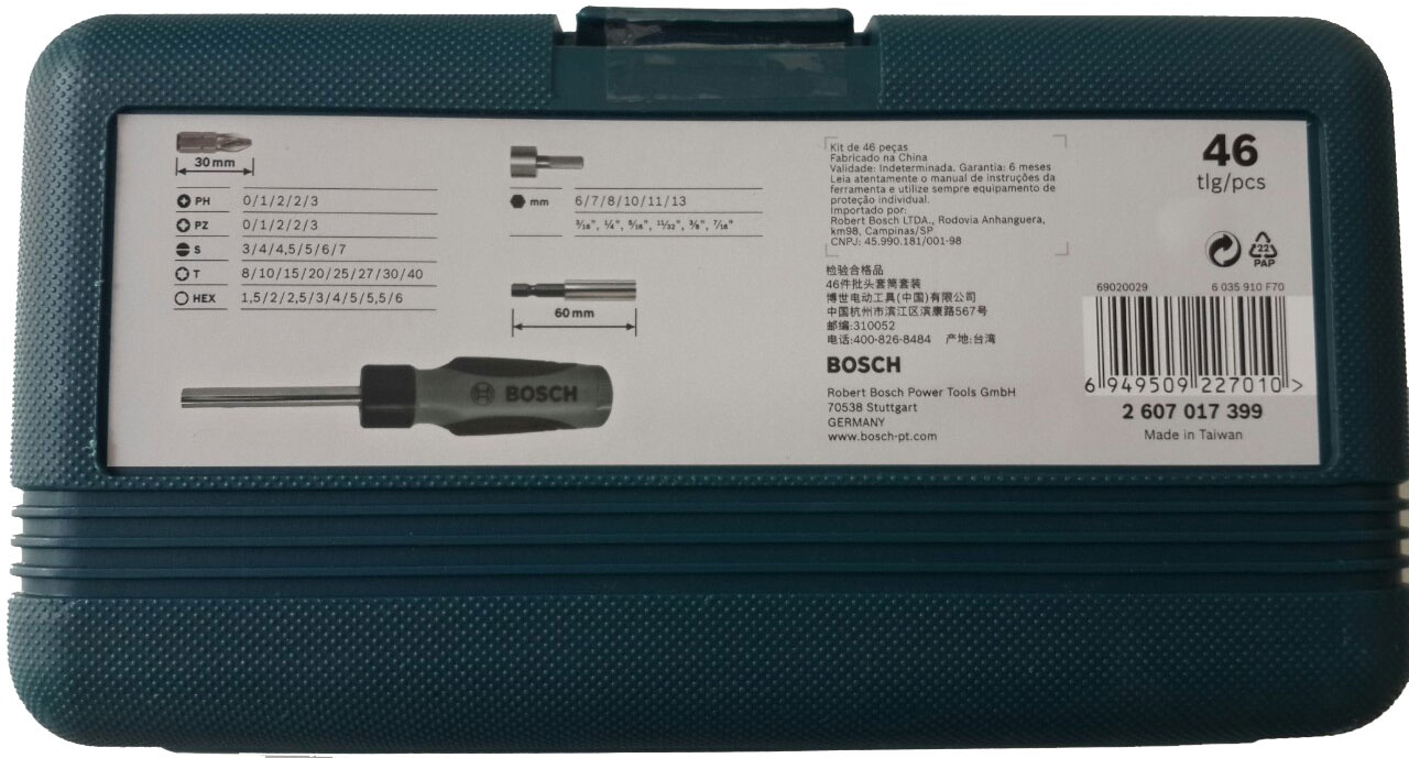 Bộ tuốc nơ vít đa năng 46 chi tiết Bosch 2607017399