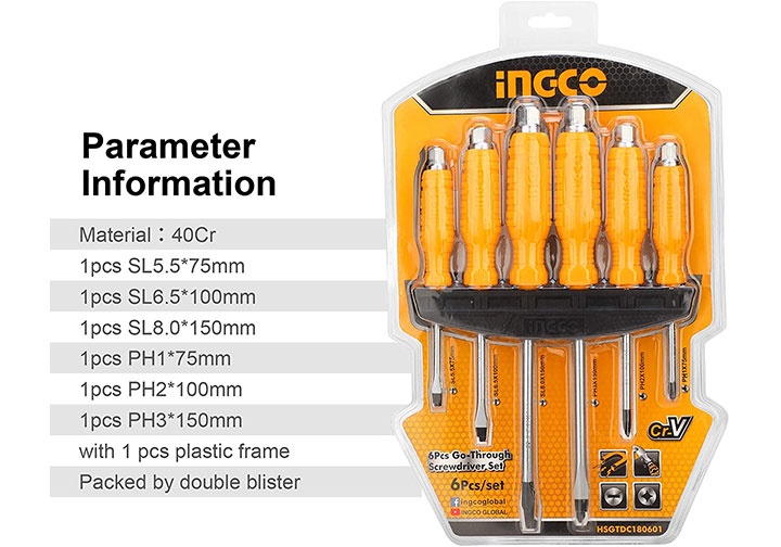 Bộ tuốc nơ vít đóng 6 chi tiết Ingco HSGTDC180601