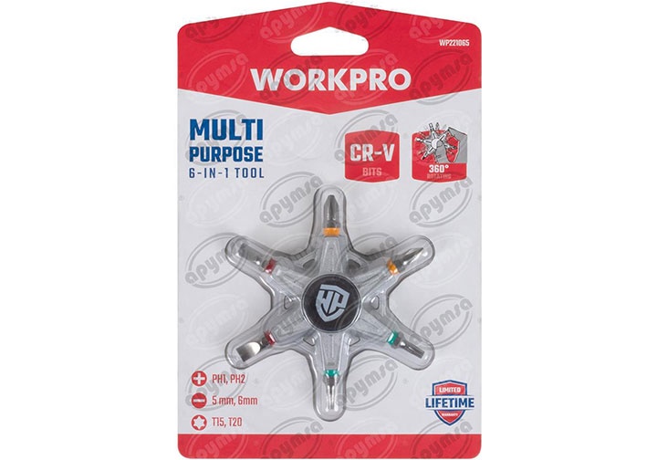 Bộ tuốc nơ vít xoay 360 độ 6 chi tiết Workpro WP221065