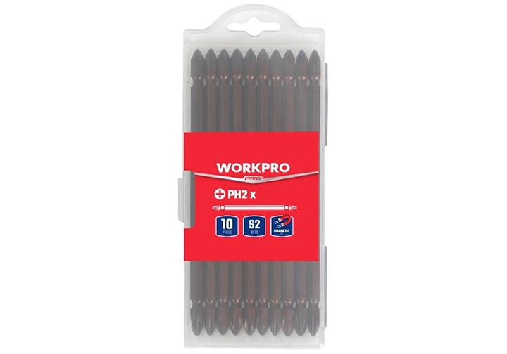 PH2x100mm Bộ 10 mũi vít bake 2 đầu (màu nâu) Workpro WP408160